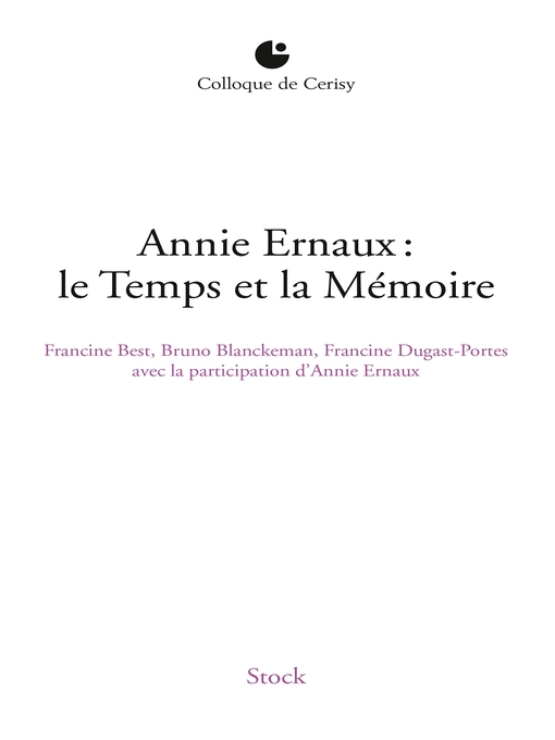 Title details for Annie Ernaux by Bruno Blanckeman - Available